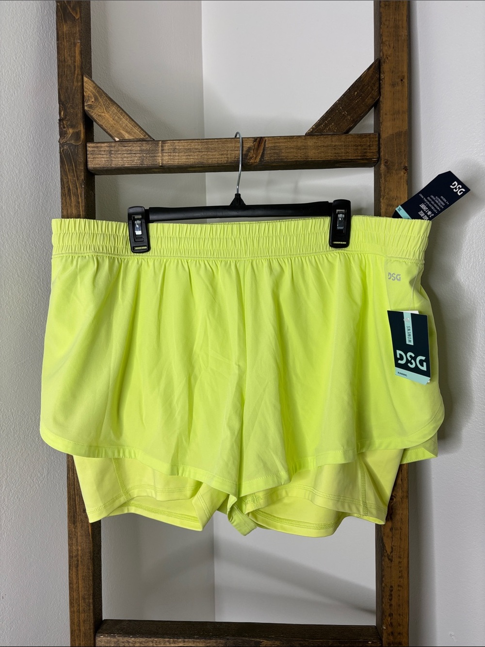 DSG Neon Yellow Layered Athletic Running Shorts Size 2X